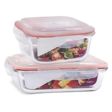 Imagem de Kit 2 Potes Herméticos Marmita Vidro Grande 1040ml e 800ml - U4home, V
