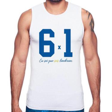 Imagem de Regata 6x1 Eu sei que seis lembram - Foca na Moda, Branco, M