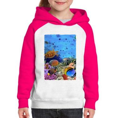 Imagem de Moletom Infantil Fundo do Mar - Foca na Moda, Branco, Rosa, 8