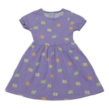 Imagem de Vestido Curto Infantil Criança Bebê Menina Tam 1-2-3 Malwee, Lilás, Bo