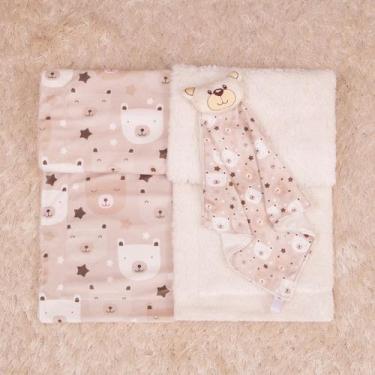 Imagem de Kit Cobertor com Naninha para Bebê 2 pcs - Miguel Baby, Ursinho