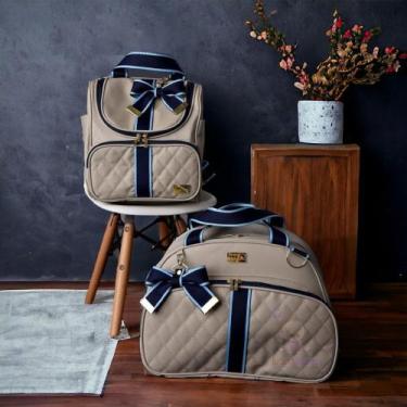 Imagem de Kit Bolsa Saída Maternidade de Luxo Menino/Menina 2 peças e laços - Ba