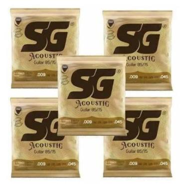 Imagem de Kit 5 Encordoamento Violão Aço 009 Sg 85/15 Bronze - IZZO