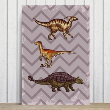 Imagem de Placa Decorativa Infantil Dinossauro Jurassic Roxo 30x40cm - Quartinho
