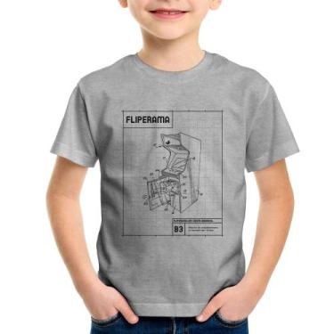Imagem de Camiseta Infantil Fliperama - Foca na Moda, Cinza, 2