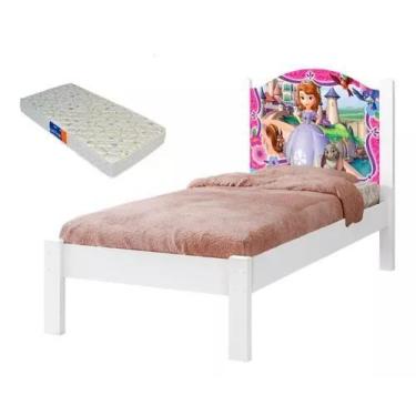 Imagem de Cama Solteiro  Adesivada Castelo 100% Mdf - Extrado Madeira  + Colchão