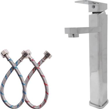 Imagem de Torneira Pia Banheiro Bica Alta Cromada Inox 304 Misturador Monocomand