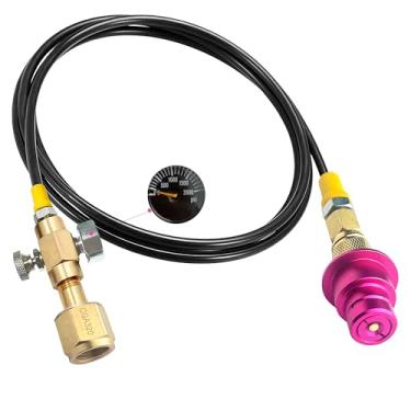 Imagem de Mangueira de conector rápido adaptador de CO2 para máquina de refrigerante CGA320 de 152 cm, para tanque de CO2 compatível com máquina de refrigerante Terra/Art/Duo/Gaia/E-Terra/E-Duo (com medidor e