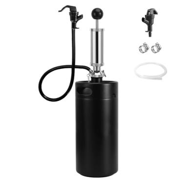Imagem de Chciyich Mini Barril Growler De 128 Oz Com Torneira De Bomba De Barril - Mini Kegerator, Barril De Cerveja Portátil, Dispensador De Cerveja De Aço Inoxidável Para Bar Em Casa, Presentes De Cerveja Pa