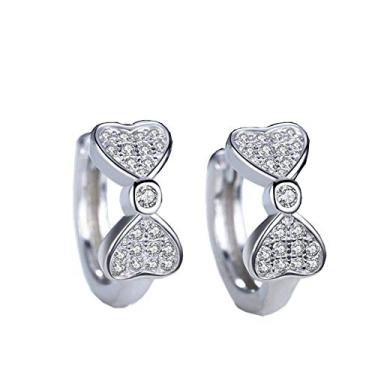 Imagem de Brincos de argola de borboleta/laço pequenos folheados a ouro branco sem preocupações Prata