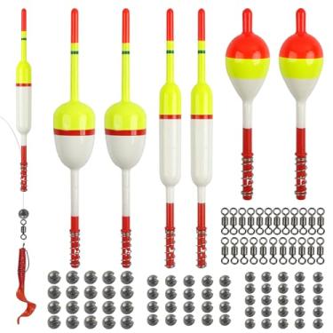 Imagem de JSHANMEI Kit de bobinas de pesca, boias giratórias para peixe-gato, truta, panfish, Walleyes, 96 peças