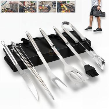 Imagem de Kit Churrasco Inox Maleta Churrasqueiro Profissional 9 Peças