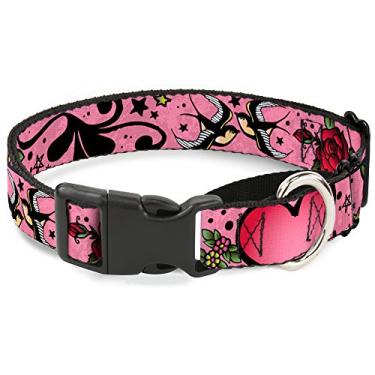 Imagem de Buckle-Down MGC-W31334-S Coleira de cachorro rosa martingale, 2,5 cm de largura - serve para pescoço de 23 a 38 cm - pequena
