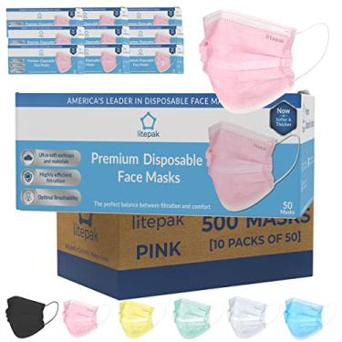 Imagem de Litepak 500pcs Premium Máscara Facial Descartável SOFT 3ply Nariz Arame - Rosa