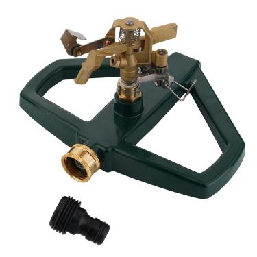 Imagem de Fecovanti Aspersor de impacto pulsante de metal com base de metal, aspersores de latão resistente para jardim, cobertura de área grande de 20 a 360 graus, sistema de irrigação de mangueira de jardim