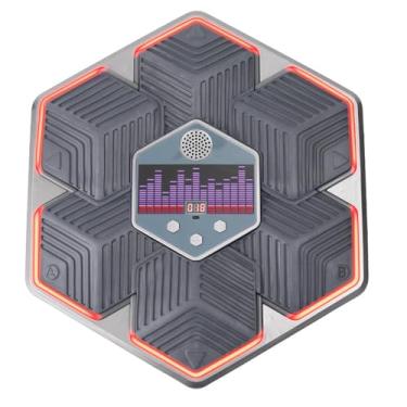 Imagem de Rock88 Máquina de boxe musical inteligente, alvo de treinamento de boxe montado na parede com 14 modos e tela de LED, equipamento eletrônico de treino para casa e escritório, cinza, 41,5 cm x 47 cm