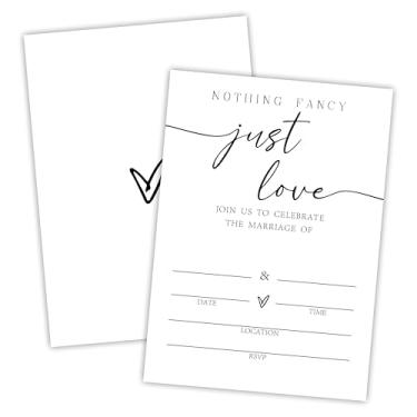 Imagem de Nuckxy Convites de casamento - Minimalismo branco - 25 peças convites de casamento dupla face com envelopes para Sr. e Sra. - Celebração de casamento, chá de casamento, recém-casados, lembrancinhas de