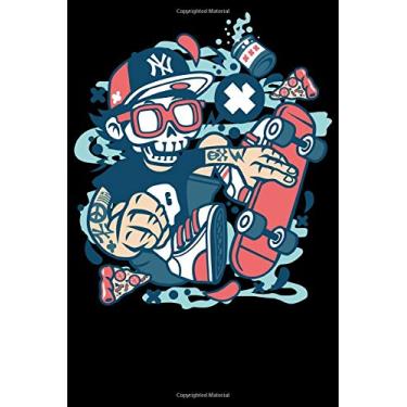 Imagem de Skater Skateboarding: Notizbuch DIN A5 Liniert 120 Seiten Skate Schädel Skelett Skaten Skateboard Sk8 Sport Ollie Cool Witzig Geschenkidee & ... Planer Tagebuch Notizheft Notizblock