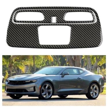 Imagem de IKUESM Compatível com Chevrolet Camaro 2017-2022 Acessórios Interior de fibra de carbono Painel de luz de leitura do carro Moldura decorativa Adesivo Capa de acabamento(Black carbon fiber)