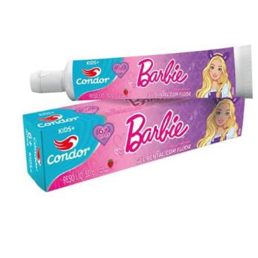 Imagem de Gel Dental Barbie Condor Kids com Flúor Morango 50g acima de 6 anos