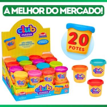 Imagem de Kit 20 Potes Potinho De Massinha Massa De Modelar Atóxicas Cores Sorti