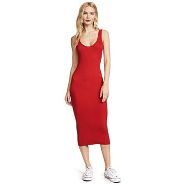 Imagem de Enza Costa Vestido midi feminino elástico de seda canelada, Vermelho icônico, PP