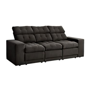 Imagem de Sofá 3 Lugares Retrátil e Reclinável Baden Suede Preto 230 cm