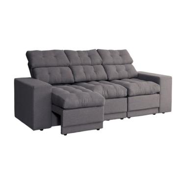 Imagem de Sofá 3 Lugares Retrátil e Reclinável Baden Linho Grafite 230 cm