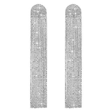 Imagem de JYUEDA Brincos longos com borla pendentes para mulheres, brincos de strass para adolescentes, casamento, formatura, brincos, bijuteria moderna
