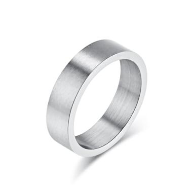 Imagem de INRENG Anel masculino feminino de aço inoxidável de 19 mm/10 mm de largura grande legal liso acabamento fosco topo plano prata, ouro, preto, Metal, Sem pedra preciosa