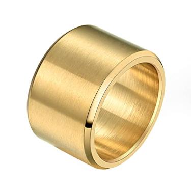 Imagem de INRENG Anel masculino feminino de aço inoxidável com 19 mm/10 mm de largura, banda simples, acabamento fosco, prata, dourado, preto