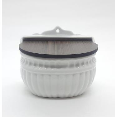 Imagem de Saleiro Parede 1KG - Porcelana Branca Relevo - Antilope Decor Porcelan