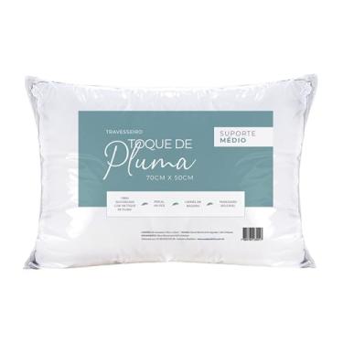 Imagem de Travesseiro 70cm x 50cm Toque de Pluma Suporte Médio Macio e Confortável Altura Média