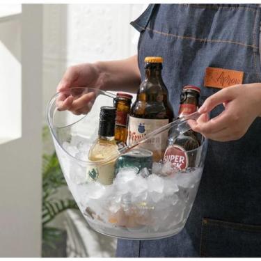 Imagem de Balde de Gelo Garrafa Chique Com Alça 3,9L TopH  Transparente - Pra vc