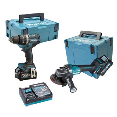 Imagem de Kit Parafusadeira + Esmerilhadeira Brushless 2 Bat 40V 2Ah HP002 + GA007 Makita 110V