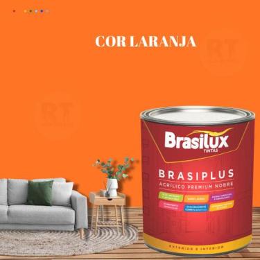 Imagem de Tinta de Parede  Semi Brilho Laranja 800ml Brasiplus Acrilica Lavável.