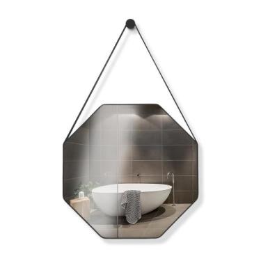 Imagem de Espelho Redondo Decorativo Suspenso Alça 60cm + Pendurador - Diretoo, 