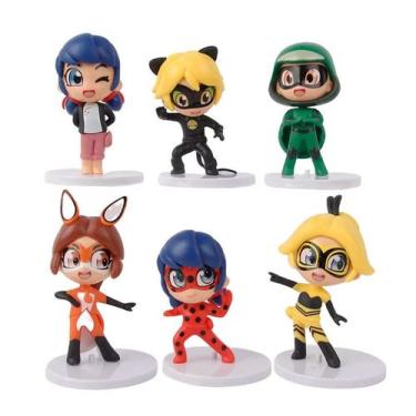 Imagem de Kit 6 bonecos ladybug cat noir desenho miniaturas pvc - ACTION FIGURE