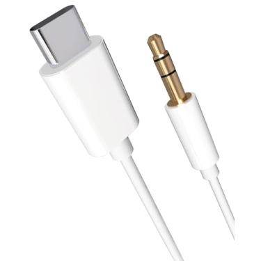 Imagem de MDZBG Cabo auxiliar para USB C, USB tipo C para fone de ouvido auxiliar de 3,5 mm para alto-falante de carro, cabo estéreo compatível com iPhone 15 Pro Max, iPad Pro/Air, Pixel 5 XL, branco 1 m