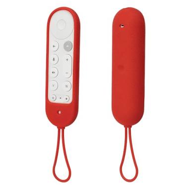 Imagem de Capa protetora de silicone para controle remoto Google TV Streamer 4K 2024, capa para controle remoto de voz Google TV 2024, à prova de choque, lavável, antiperda - vermelha
