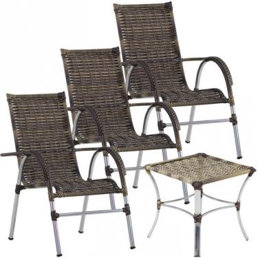 Imagem de 3 Cadeiras Vênus E Mesa Garden área Externa Trama Cappuccino