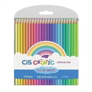 Imagem de Lápis De Cor Criatic Com 24 Cores Tons Pastel Cis