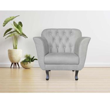 Imagem de Poltrona Decorativa Helena Pés Luis Xv 1 Lugar Suede branco