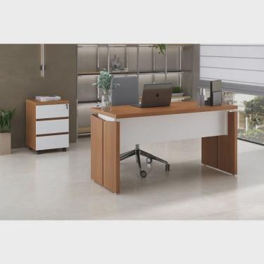 Imagem de Kit 2 Peças com Mesa Operacional 1450 em Tamburato para Escritório e Gaveteiro com 3 Gavetas