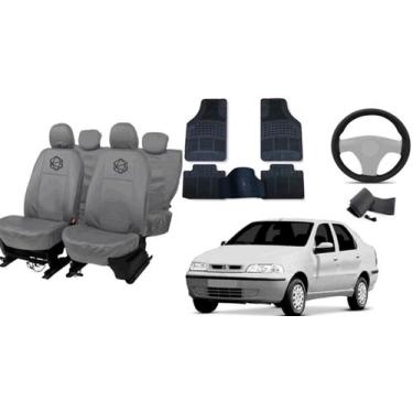 Imagem de Conjunto capa couro cinza Siena 96-03 + volante ergonômico - aero prin