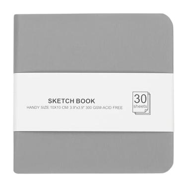 Imagem de PATIKIL Caderno de desenho de papel aquarela 4x4, 30 folhas, 300 g/m2/92 kg, caderno de aquarela, capa dura, blocos de papel para pintura, cinza claro
