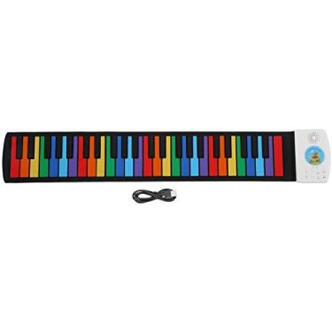 Imagem de Piano dobrável de silicone 49 teclas, 14 músicas de demonstração, 47 tons, 128 teclados de piano rítmico, presentes educativos para piano