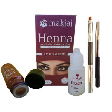 Imagem de Kit Design Profissional Henna Sobrancelha Makiaj + mini Pincel Chanfra