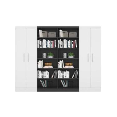 Imagem de Estante com Livreiro e Multiuso Preto/Branco - FdECOR - Qmovi