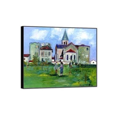 Imagem de Cityscape Pictures-Famous Canvas Prints-Landscape Wall Art Painting for Bedroom Home Decor - Reprodução (Igreja) Moldura preta 20x25cm-8x10in
